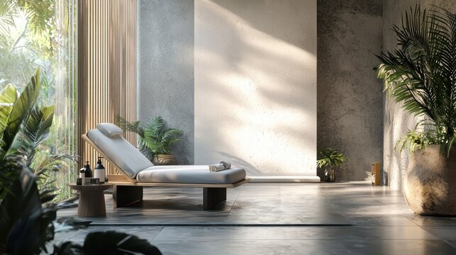 Depict a blank 3D spa service menu in a serene setting for wellness treatment displays.