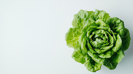 Fototapeta premium Single leafy lettuce head on a white background