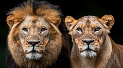 Fototapeta premium Majestic lions with piercing eyes