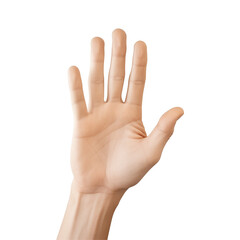 Fototapeta premium Open hand gesture against a plain background, symbolizing communication and interaction