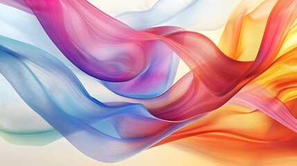 Fototapeta premium Flowing abstract ribbons: Smooth, flowing ribbons of color gently winding across a plain background, representing fluidity and the calm flow of emotions