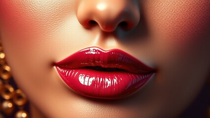 Obraz premium Luxurious Neon Pink Lip Makeup with High Depth of Field - Photorealistic Beauty Shot