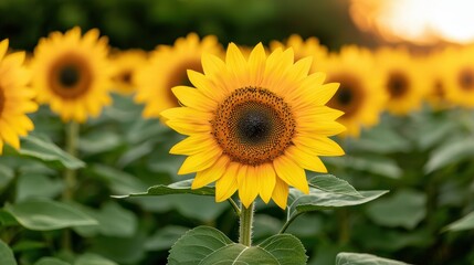 Fototapeta premium Vibrant sunflower in a field