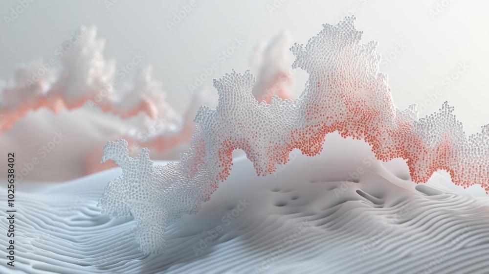Poster a depiction of protein structure folding, showing the transition from unfolded polypeptide chains to