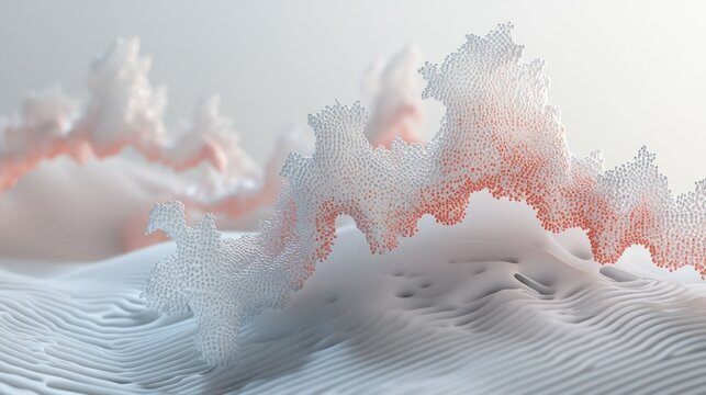 A depiction of protein structure folding, showing the transition from unfolded polypeptide chains to fully folded and functional 3D structures