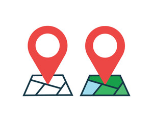 GPS Navigation Icons with Map Illustration, Map Navigation Pin Icons.