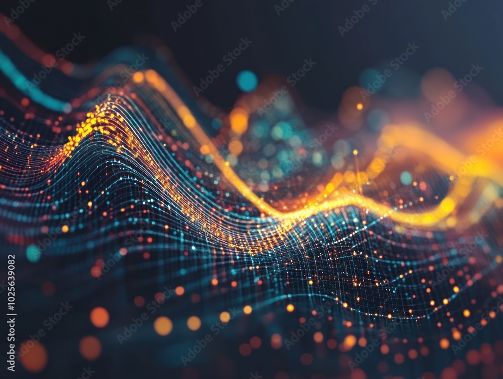 Poster a digital transformation data background with shifting graphs, animated charts, and flowing data lin