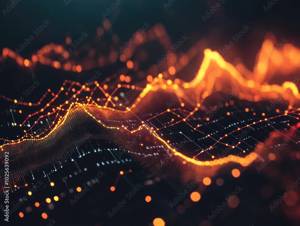 Poster a digital transformation data background with shifting graphs, animated charts, and flowing data lin