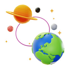 3d planet earth orbit science icon