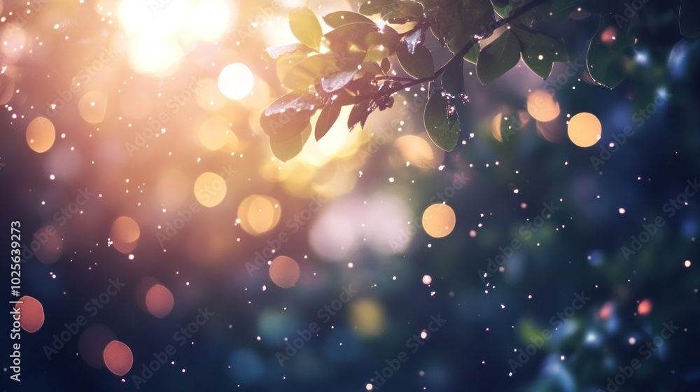 Poster a dreamy light flare with bokeh effect, combining soft, glowing light with scattered bokeh circles i