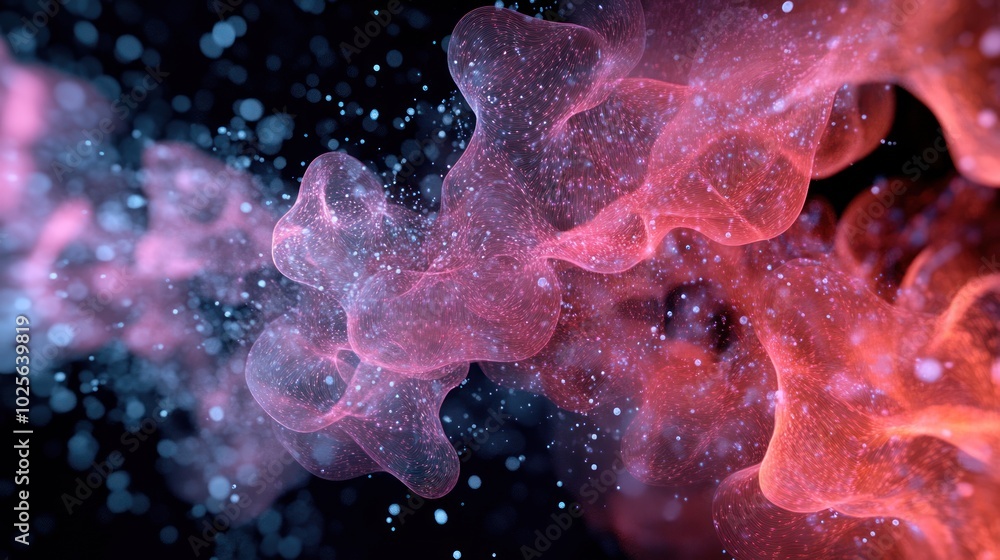 Poster a dynamic simulation of protein structure dynamics, visualizing the movements of a protein in real-t