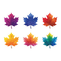Vibrant Collection of Watercolor Maple Leaves in Stunning Color Gradients