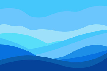 Serene Blue Horizon with Abstract Waves Background Design - Peaceful Vector Illustration for Modern Graphic Projects

