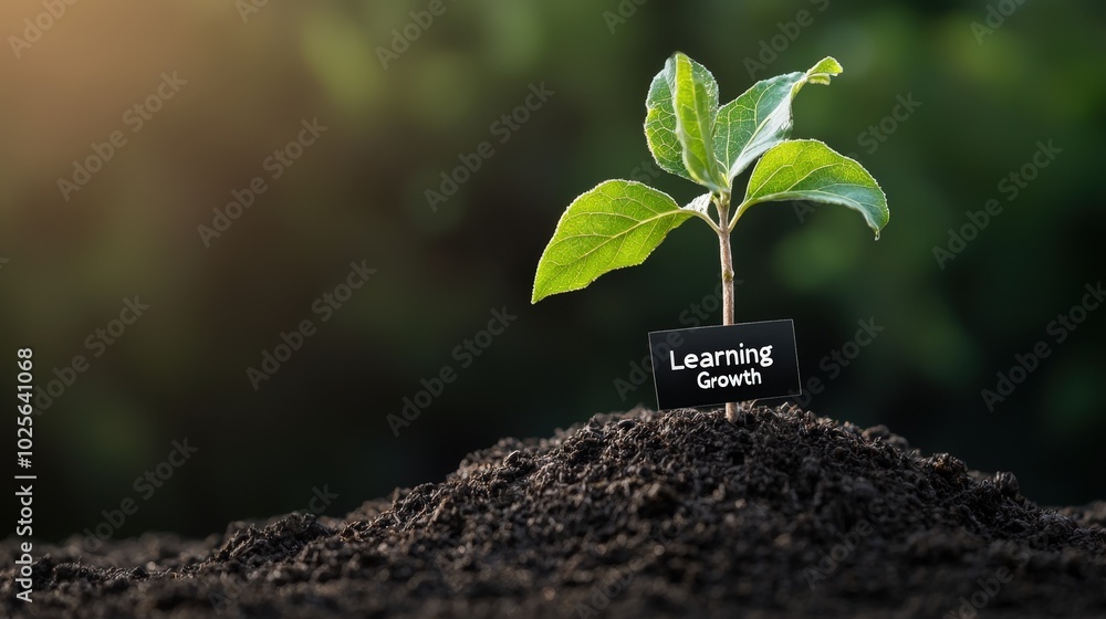 Poster a seed sprouting into a tree with words like 