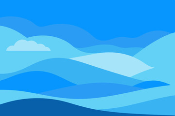 Serene Blue Horizon with Abstract Waves Background Design - Peaceful Vector Illustration for Modern Graphic Projects

