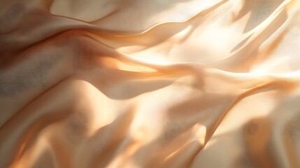 Fototapeta premium Abstract flowing fabrics catching light: Simple, flowing fabric shapes gently catching and playing with beams of light, creating soft, wavy shadows