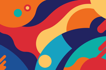 Vibrant Abstract Waves and Circles Background Design - Colorful Vector Illustration for Modern Graphic Art