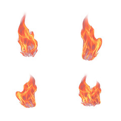 fire flames set on transparent background PNG, fire flame