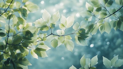 Whispering leaves in a gentle breeze: Leaves softly swaying in the breeze, visually suggesting the quiet, soothing sound of nature