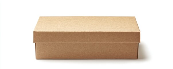 Simple brown paper cardboard box, displayed isolated on a white background.