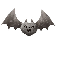 Cute cartoon bat Halloween watercolor element illustration