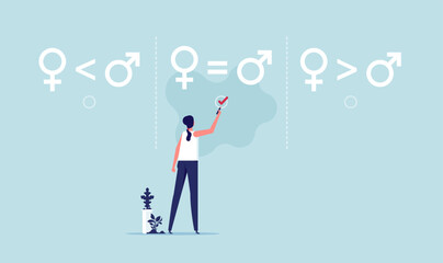 Gender equality equal treatment male and female in society business. Concept balance on man and woman equal opportunities. fair opportunities for different genders