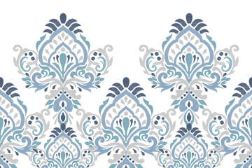 Sarong pattern.Ikat floral pattern on white background vector illustration.design for texture fabric,clothing,decoration,print.