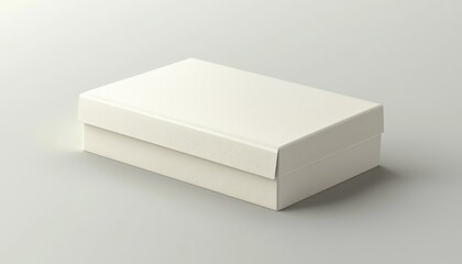 3D rendered white box with a simple design and fabric pull tab for easy access.