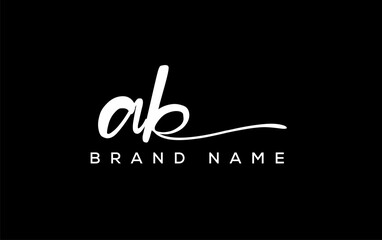 AB letter beauty handwriting vector logo.
