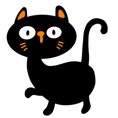 Black cat ghost Halloween cute cartoon character element illustration flat style