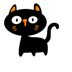 Black cat ghost Halloween cute cartoon character element illustration flat style