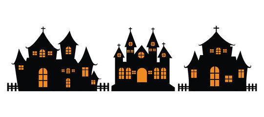Vector Illustration - Diverse Halloween Haunted Houses