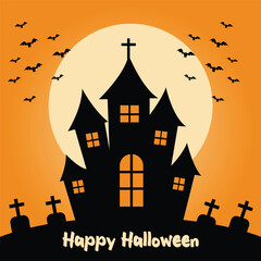 Halloween Haunted House - Eerie Nighttime Vector Scene