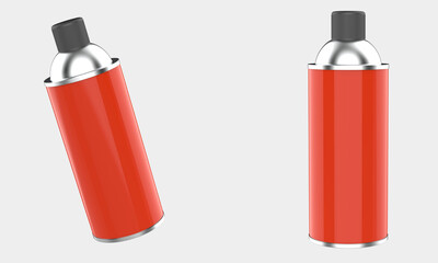 Glossy Aerosol Bottle Mockup Isolated On White Background. 3d illustration