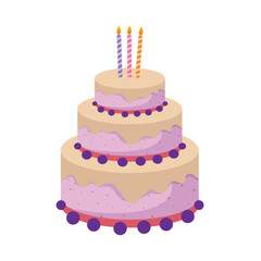 Delicious Birthday Cake with Colorful Frosting and Candles