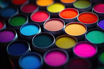 A Close-up of Colorful Paint Pots