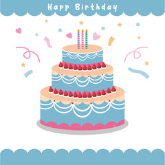 Delicious Birthday Cake with Colorful Frosting and Candles