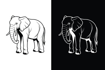 Stylish Elephant Line Icon. Modern Vector on Contrasting Backgrounds