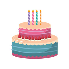 Colorful Birthday Cake with Festive Decorations