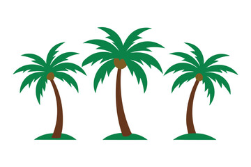 Three palm tree icon set on white background.
