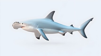 Obraz premium Detailed 3D of Powerful Great Hammerhead Shark Clipart on Soft Backdrop