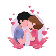 Flat Design Valentine’s Couple Embracing Love and Affection