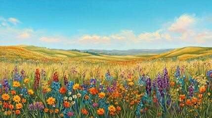 Obraz premium Vibrant Wildflower Meadows in Spring