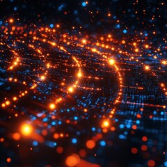 Abstract Digital Art with Orange and Blue Lights