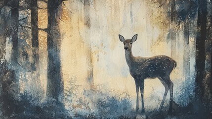 Graceful Deer in Misty Forest Environment