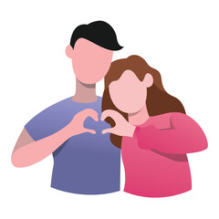 Flat Design Illustration of a Loving Couple