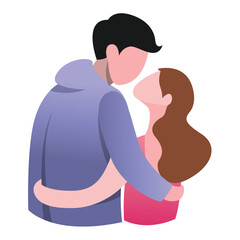 Flat Design Illustration of a Loving Couple