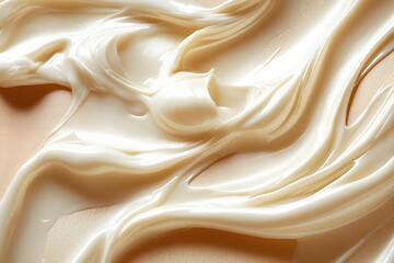 A close-up shot of luxurious, smooth, and creamy white beauty product, with delicate swirls and textures, perfect for showcasing the richness.