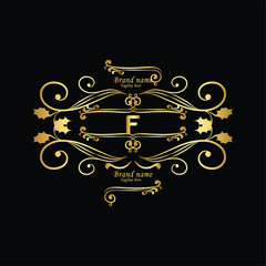 creative initial f latter logo design with modern business vector template, luxury f latter  logo , creative isolate  f monogram latter logo , crow logo , royal logo with golden color  and  new design