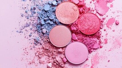 makeup products with various shades of blush, illustrating beauty and self-expression